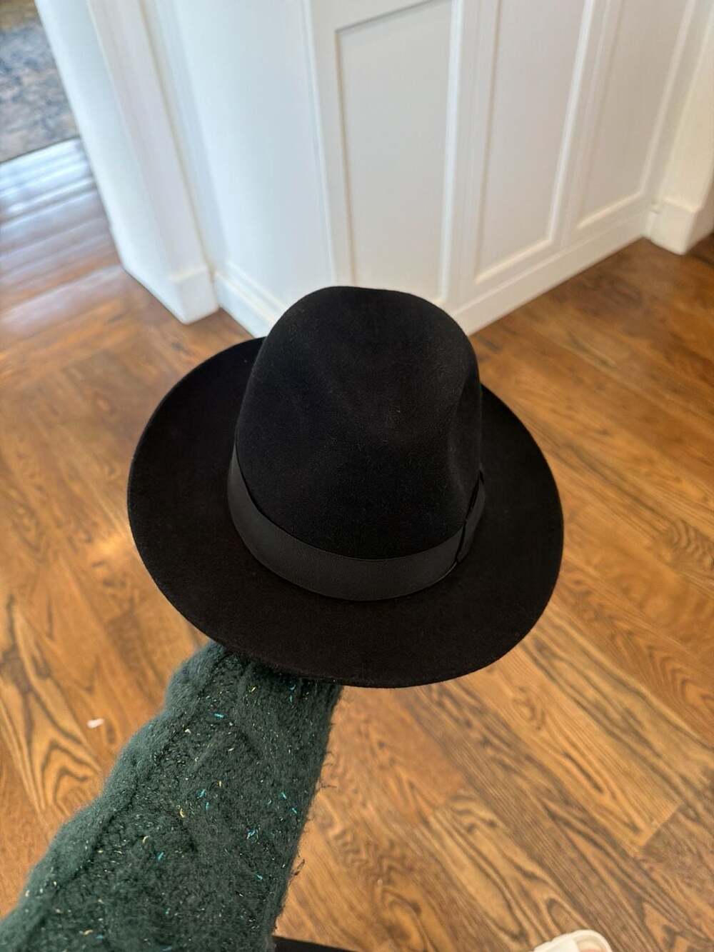 Borsalino Alessandria Fur Felt Fedora Hat Black Size 55 6 7/8 H4 Small 2.25” rim